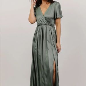 Baltic Born Shiloh Satin Maxi Dress in Eucalyptus